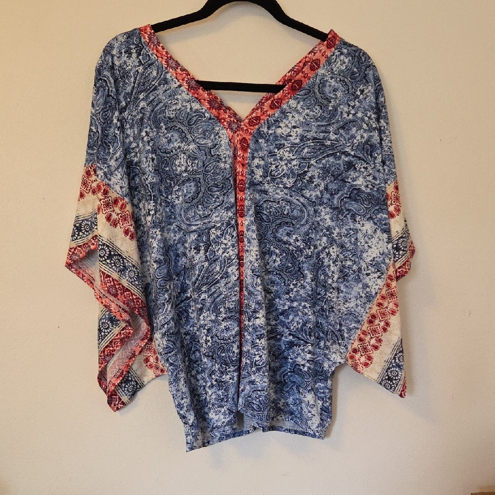 Unity World Wear Blue and Red Paisley Blouse
